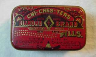 1907 CHICHESTERS DIAMOND BRAND TRIAL SIZE MEDICINE TIN  