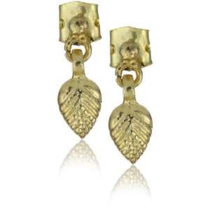  Shashi Yellow Gold Plated Leaf Charm Earrings: Jewelry