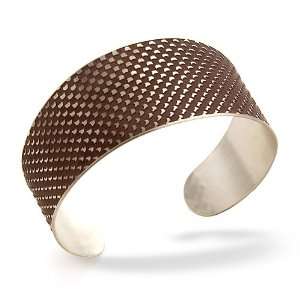 Sterling Silver Cuff Bracelet with Geometric Earthy Snakeskin #0507B 