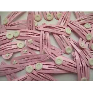  40 PINK Snap Hair Clips with Pad 50mm/2 inches: Everything 