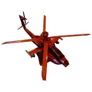  Mahogany Wooden Display Model AH 64 Apache Attack Chopper 