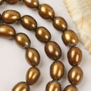 14.5 Chocolate Freshwater Pearl Rice Loose Bulk Beads  