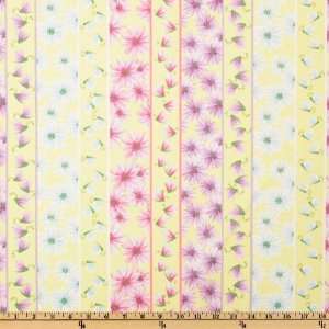   Daisy Insect Stripe Yellow Fabric By The Yard Arts, Crafts & Sewing