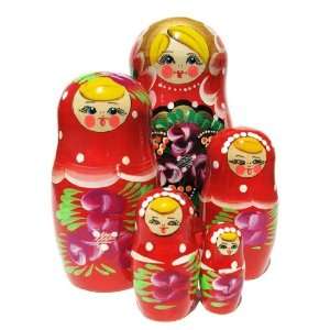  GreatRussianGifts Solana nesting doll (5 pc) Red: Toys 