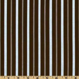  44 Wide Into the Woods Stripes Aqua/Brown Fabric By The 