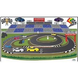Race Track Adventures Wall Mural for Boys Car Theme Room Decals 