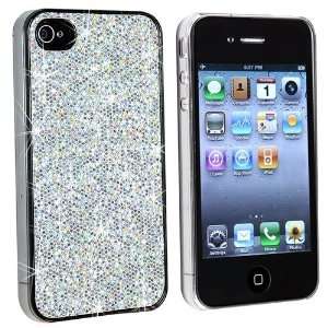  Silver Bling Rubber Hard Skin Cover Case for AT&T iPhone 4 