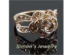 Gold GP ROSE FLOWER Ring w Swarovski Crystal JV152 SIZE  