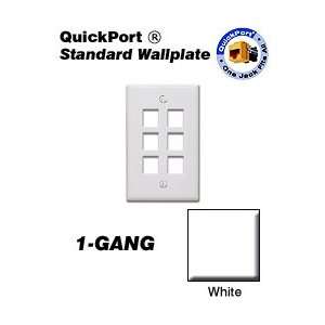 Leviton 45080 6WP QuickPort Wallplate 1 Gang 6 Port Standard Size 