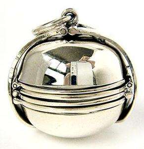 EXTRA LARGE PHOTO BALL LOCKET STERLING SILVER PENDANT  