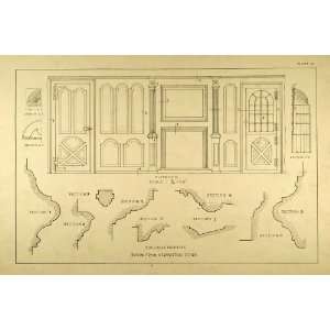   Architecture Design Coffer Doors   Original Lithograph