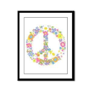  Framed Panel Print Floral Peace Symbol 