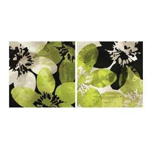  Lot 26 Studio Black and Green Bloom 2 Tile Wall Decal Set 