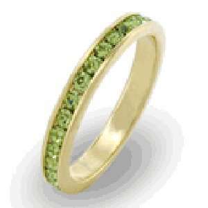  ET 34 Simulated Lite Emerald Eternity Ring 18KT Gold EP 