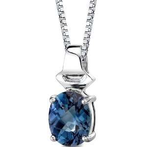   Oval Shape Checkerboard Cut Alexandrite Pendant with 18 inch Silver