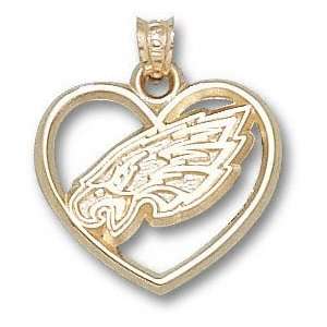  Philadelphia Eagles 10K Gold Eagle Head Logo Heart Pendant 