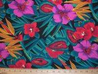 Hawaiian Hibiscus Floral Multi color Print Fabric #006  