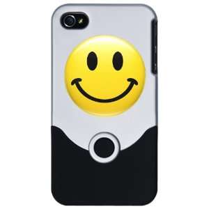  iPhone 4 or 4S Slider Case Silver Smiley Face HD 