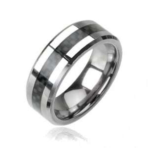  Tungsten carbine ring with black carbon fiber inlay, 12 