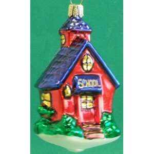  Red Schoolhouse German Glass Christmas Ornament: Home 