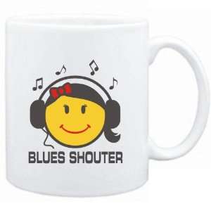 Mug White  Blues Shouter   female smiley  Music:  Sports 