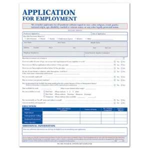  Employment Application   Short Form   Min Quantity of 50 