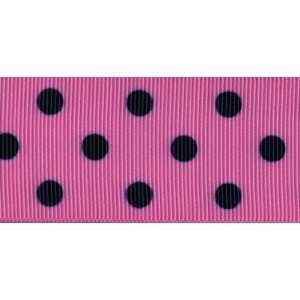   Candy Dots Grosgrain Ribbon, Shocking Pink/Black Arts, Crafts