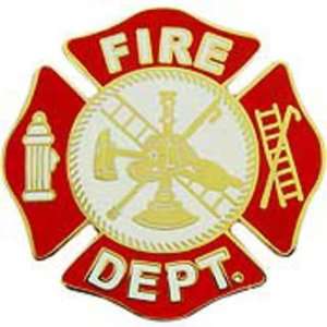 Fire Department Logo Shield Pin Red 1 1/2 Arts, Crafts 