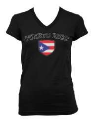   Rico Flag Crest Junior Girls V neck T shirt Country Pride Shield Tee