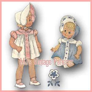 Vintage Baby Bonnet & Dress Pattern ~ size 1 year  