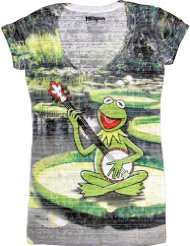 The Muppets Kermit the Frog Banjo Pond White Sublimation Burnout 