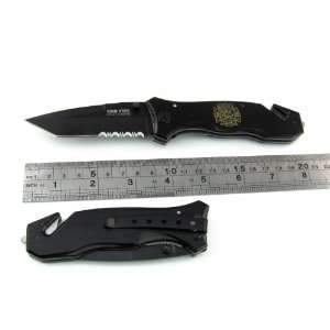  serrated pocket knife folding folder knife black new