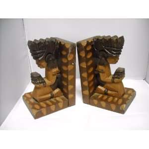  Mexican Handcraved Wooden Mayan Bookend New Everything 