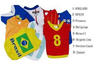  Clothing T shirts Soccer football Dog Clothes Dog Costumes 8 Country 