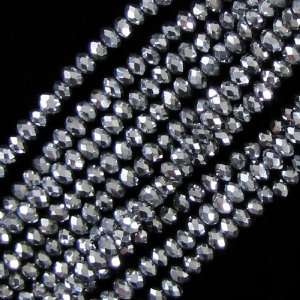  3x5mm faceted crystal rondelle beads 11 silver