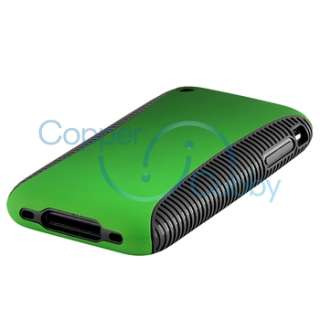 HYBRID BLACK TPU Gel CASE Green Hard COVER+Privacy Protector For 