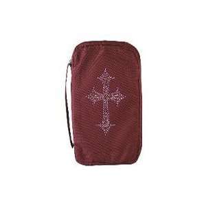  Canvas Bible Cover Burgundy Large Purple/pink Cross