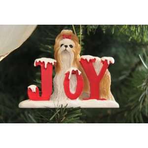  Shih Tzu Tan Dog Holiday Joy Ornament: Office Products