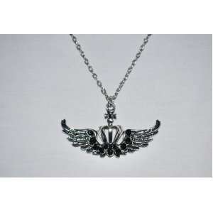   Angel Wings with Stones & Cross & Crown Design, 24 Adjustable Chain