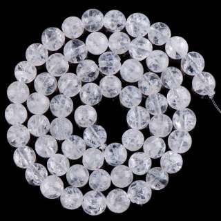6MM WHITE CRYSTAL QUARTZ CRACKLE ROUND LOOSE BEADS  