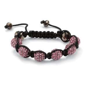   Finish and Macrame Rope Pink Crystal Ball Adjustable Bracelet: Jewelry