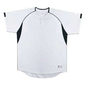   Select 2 Button Poly Custom Baseball Jerseys WHITE/BLACK YL Sports