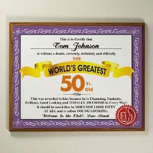    Worlds Greatest 50th Birthday Personalized Plaque