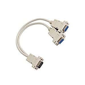 6in White VGA Male to 2x VGA Female Splitter Cable  