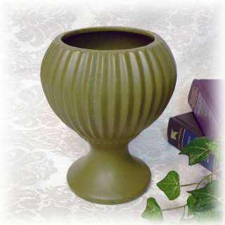 McCoy Floraline matte green pedestal pottery planter  