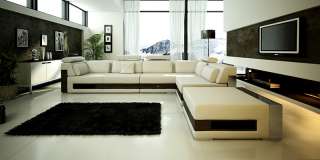 Contemporary Large White L U Shaped Leather Sectional Sofa w/ Drawers 