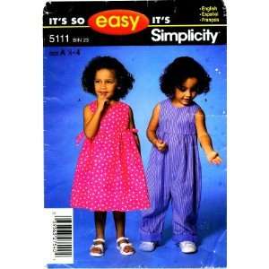  Simplicity 5111 Sewing Pattern Girls Dress & Romper Size 1 