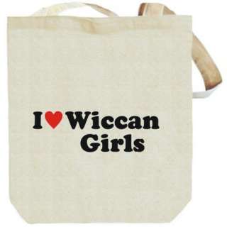  I LOVE Wiccan GIRLS Beige Canvas Tote Bag Unisex Clothing
