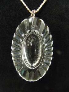 Vintage Waterford Crystal Oval Pendant Necklace Sterling Silver Chain 