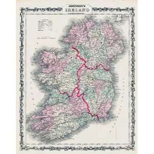   of an 1861 Map of Ireland by Alvin J. Johnson Arts, Crafts & Sewing